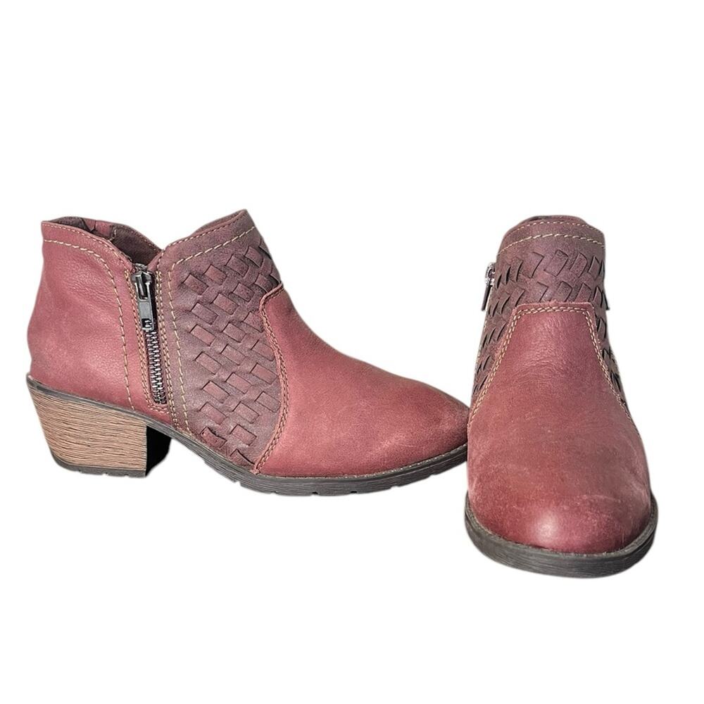EARTH ORIGINS Oakland Alexis Burgundy Leather Ankle Boots Women's Size 8.5 - Picture 3 of 9